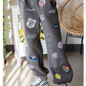 Jade By Jane Hight waist Multi Patches Jogger Pants Medium